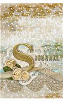 S Journal: Letter S Initial Monogram Lined Notebook - Flower and Heart Cream