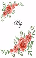 Elly: Personalized Composition Notebook - Vintage Floral Pattern (Red Rose Blooms). College Ruled (Lined) Journal for School Notes, Diary, Journaling. Flo