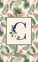 C: Stylish Floral Monogram Initial C Notebook Blank Lined Paper Journal Gift for Women & Girls