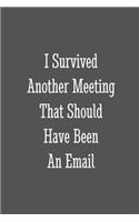 I Survived Another Meeting That Should Have Been An Email: Blank Notebook/Journal For Personal Use And Also For Gift