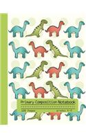 Primary Composition Notebook: Cool Dinosaurs Notebook Handwriting Practice Paper for Boys in Kindergarten, First and Second Grade, 100 Blank Writing Pages with Dotted Midline for