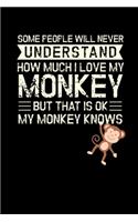 How Much I Love My Monkey: Notebook I Notitzbuch I Calepin I Taccuino I Cuaderno I Caderno I Notitieblok I Notatnik I 6x9 I A5 I 120Pages I Dot Grid I Diary I Sketchbook I Log