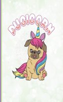 Cute Pugicorn Notebook: Dot Grid Journal, 130 Dotted Pages 8.5 X 11, Writing Journal, Cut Pug Meet Unicorn, School Teachers, Students