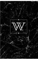 W: Personalized Monogrammed Journal (Notebook/Diary) Gift for Friend Office Teacher Black Marble