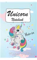 Unicorn Notebook: Unicorn - Unicorns and Rainbow Fantasy Cute Unicorn Notebook: 150+ Pages of 6x9