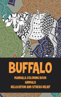 Mandala Coloring Book Relaxation and Stress Relief - Animals - Buffalo