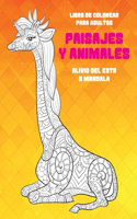 Libro de colorear para adultos - Alivio del estrés Mandala - Paisajes y animales