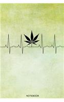 Notebook: Funny Weed Heartbeat Composition Book for Ideas While High, Grow Notes, Weed Lover Smoker Friend Stoner Gift Birthday I Grow Log Book CBD Journal Me