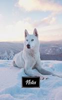 Siberian Husky Huskies Dog Pup Puppy Doggie Notebook Bullet Journal Diary Composition Book Notepad - Lying in Snow