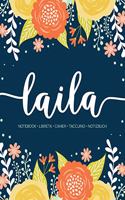 Laila: Notebook - Libreta - Cahier - Taccuino - Notizbuch: 110 pages paginas seiten pagine: Modern Florals First Name Notebook in Orange, Mint & Yellow on 