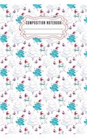 Composition notebook: Journal Notebook-Cute Bear Deer Forest Woodland Santa Claus Hat Cartoon Animals Fox Wolf Bird Xmas Christmas December Wide Ruled Paper Winter Blank 