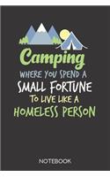 Camping - where you spend a small fortune to live like a homeless person