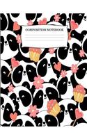 Composition Notebook: Cute Panda and Cupcakes Wide Ruled Composition Book