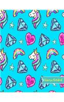Unicorn Notebook: Cute Kawaii Journal and Diary Large 8.5 x 11 Matte Cover with Blank Lined Ruled White Paper Interior - Perfect for School, Gifts for Kids (Girls and