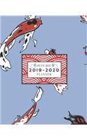 2019-2020: Weekly and Monthly Academic Calendar/Agenda July 2019 - June 2020 Koi and Japanese Design on Blue Background
