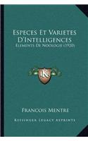 Especes Et Varietes D'Intelligences