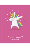 Cute Unicorn #17, Sketch Book, Large Blank Sketchbook For Girls, Unicorn Doodle Journal For Kids
