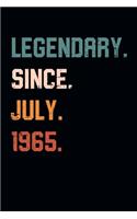 Blank Lined Journal, Notebook, Diary, Planner - Legendary Since July 1965 - 54th Birthday Gift For 54 Years Old Men and Women born in July: Medium College-Ruled Journey Diary, 110 page, Lined, 6x9 (15.2 x 22.9 cm)