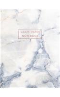 Graph Paper Notebook: Blue and White Grey Marble - 8.5 x 11 - 5 x 5 Squares per inch - 100 Quad Ruled Pages - Cute Graph Paper Composition Notebook for Children, Kids, Gi