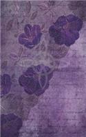 Grimoire Wicca Book of Shadows Journal - Castings and Rituals: Aged Purple Cover with a Witches Knot, Lace Patterned Flowers, Leaves and Ephemera. Back Has an Aberration of a Fairy and Crescent Moon.