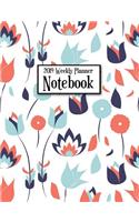 2019 Weekly Planner Notebook: Teal Red and Navy Floral Weekly Planner to Help You Get Organized and Stay Organized