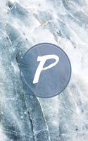 P: Monogram Initial Notebook for Women, Girls, Men, Boys and School Blue Marbler 6 x 9