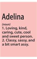 Adelina Definition Personalized Name Funny Notebook Gift, Girl Names, Personalized Adelina Name Gift Idea Notebook