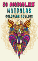 50 animales mandalas colorear adultos: Mandalas Para Colorear antiestrés /Mandalas De Color Para Calmar El Alma Y Aliviar El Estrés/creatividad, relajación y concentración