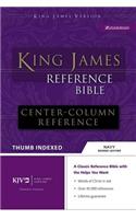 KJV, Reference Bible, Bonded Leather, Navy, Indexed, Red Letter Edition