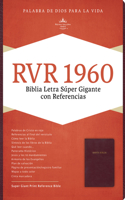 Rvr 1960 Biblia Letra Super Gigante, Borgona Piel Fabricada Con Indice