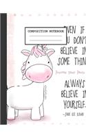 Composition Notebook: Unicorns Lovers Glossy Cover Wide Ruled Blank Lined Soft Cover Girls Kids Elementary School Journal Paper 7.44 x 9.69 Inches 110 Pages
