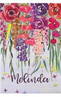 Melinda: Personalized Lined Journal - Colorful Floral Waterfall (Customized Name Gifts)
