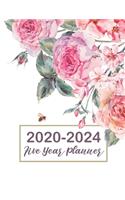 2020-2024 Five Year Planner: Floral Rose Cover - 60 Month Calendar Academic Agenda Schedule Organizer Logbook - 5 Year Monthly Planner - Five Year Appointment Book for Business (5 5 Years Monthly Calendar Planner, 60 Months January 2020 to December 2024)