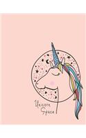 Unicorn space: Unicorn space on pink cover and Dot Graph Line Sketch pages, Extra large (8.5 x 11) inches, 110 pages, White paper, Sketch, Draw and Paint(3 Unicorn Space on Pink Notebook)