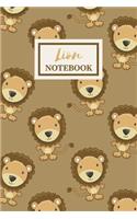LION Notebook: Cute Animal Lover Gift Journal for Girls, College-Ruled 120-page Blank Lined 6 x 9 in (15.2 x 22.9 cm)