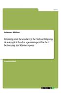 Training mit besonderer Berücksichtigung des Ausgleichs der sportartspezifischen Belastung im Klettersport