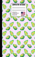 Composition Notebook 4x4 Graph Paper: Avocado Tropical Pink Miami Back to School Composition Book for Teachers, Students, Kids and Teens