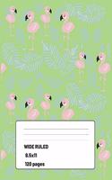 Composition Notebook: Flamingo Themed Journal (Large 8.5x11 Inch 21.59x27.94 cm) Wide Ruled Lined Paper 120 Blank Pages (PINK&GREEN&BLUE Design)
