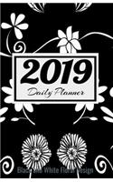 2019 Daily Planner Black and White Floral Design