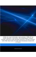 Articles on 1920s in Lgbt History, Including: 1900 "49 in Lgbt Rights, the Well of Loneliness, Pansy Craze, Society for Human Rights, Secret Court of