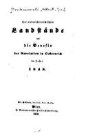 Die niederösterreichischen Landstände und die Genesis der Revolution in Oesterreich im Jahre 1848