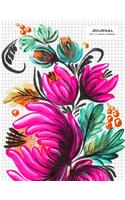 Graph Journal - Square Grid Notebook 8.5 x 11 - Pink Flowers