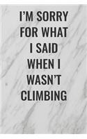 I'm Sorry For What I Said When I Wasn't Climbing