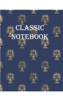 Classic Notebook: Super Smart Classic Gold and Blue A4 120 College Lined Notebook/Composition/Journal Securely Bound Paperback Gift