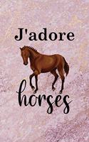 J'adore Horses: All Purpose 6x9 Blank Lined Notebook Journal Way Better Than A Card Trendy Unique Gift Pink Marble Equestrian