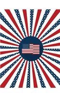 Patriotic Red White Blue Notebook - Wide Ruled