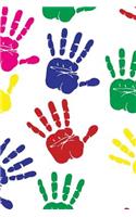 Wide Ruled Composition Notebook 6" x 9". Colorful Kids Hand Prints: 6" x 9". 200 Pages. Book Cover With Beautiful Colorful Kids Hand Prints Background Pattern.