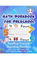 Math Workbook for Preschool Reading Tracing Counting Numbers