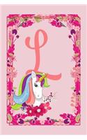 L: Letter L Monogram Initials Magical Rainbow Unicorn Flowers Floral Notebook & Journal