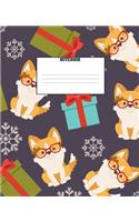 Notebook: Christmas Dog Holiday Themed Wide Ruled 120 Page Composition Notebook